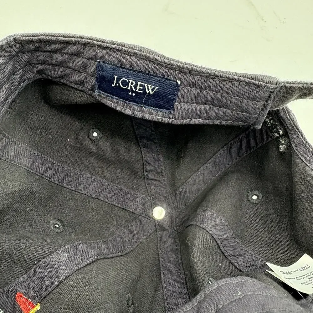 J Crew Hat‎ Cap Golf Unisex Strapback Navy Blue Adj Baseball Flag Green D2